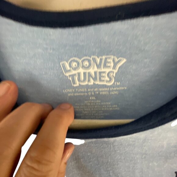 Looney Tunes Mens Team USA Graphic T-Shirt XXL Blue Cotton Blend Casual Novelty - Picture 2 of 5